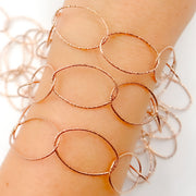 Rose Gold Plated Silver Diamond Cut Oval Chain